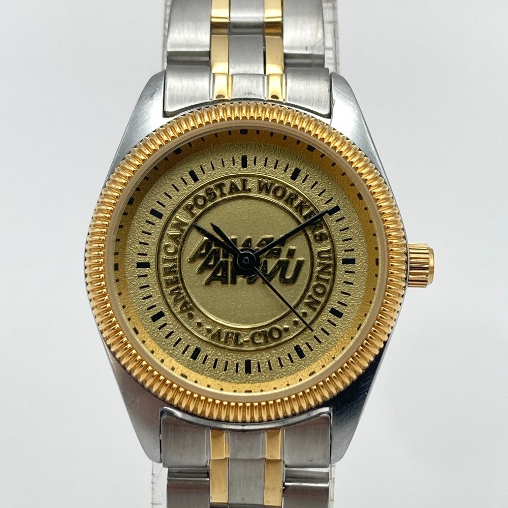 American Postal Workers Union Women's Watch Gold Silver Tone APWU New Battery